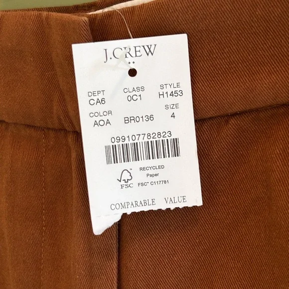 J. Crew Women’s Classic Chino 5” Inseam 100% Cotton Antique Oak Brown Size 4 NWT - Picture 6 of 16